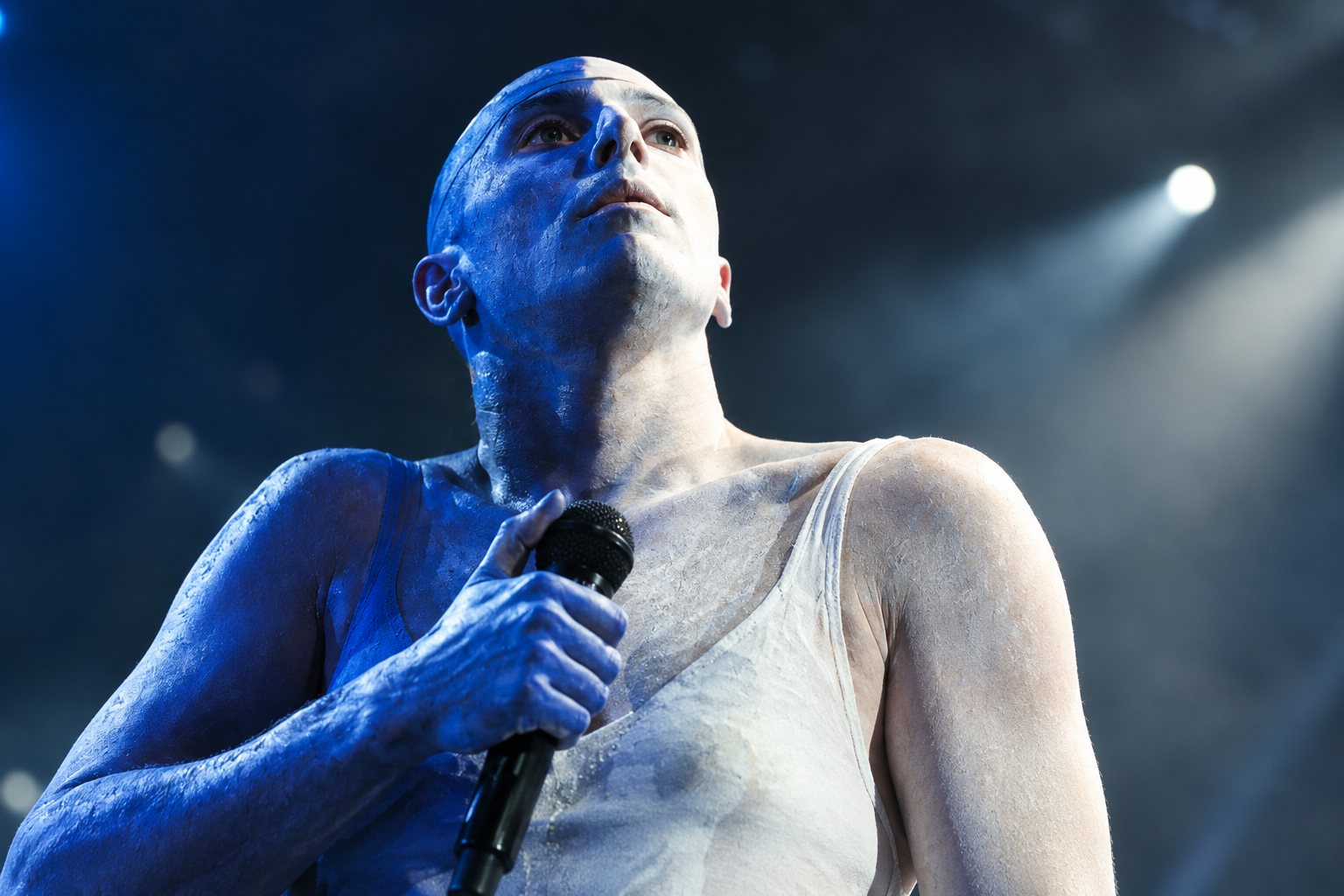Tool on stage with Adam Jones' biomechanical visuals and Maynard James Keenan